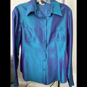 Henri Bendel long sleeve iridescent blouse